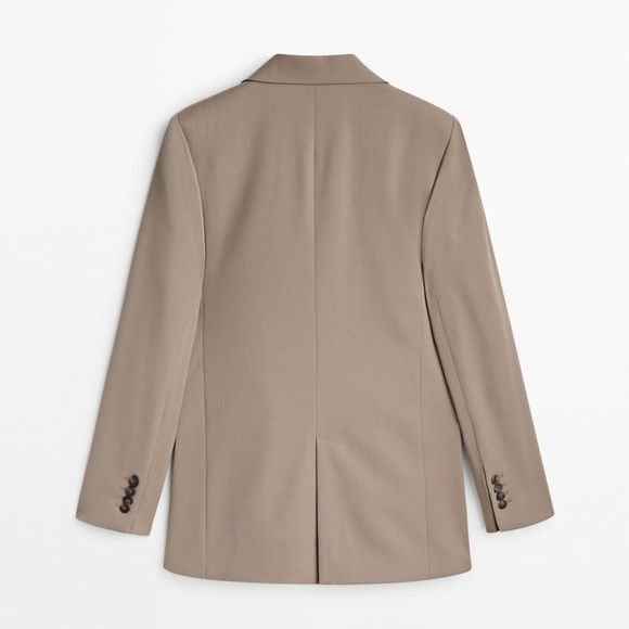 NWT. Massimo Dutti Mink False Double-Breasted Blazer. Size 12. - Picture 8 of 14